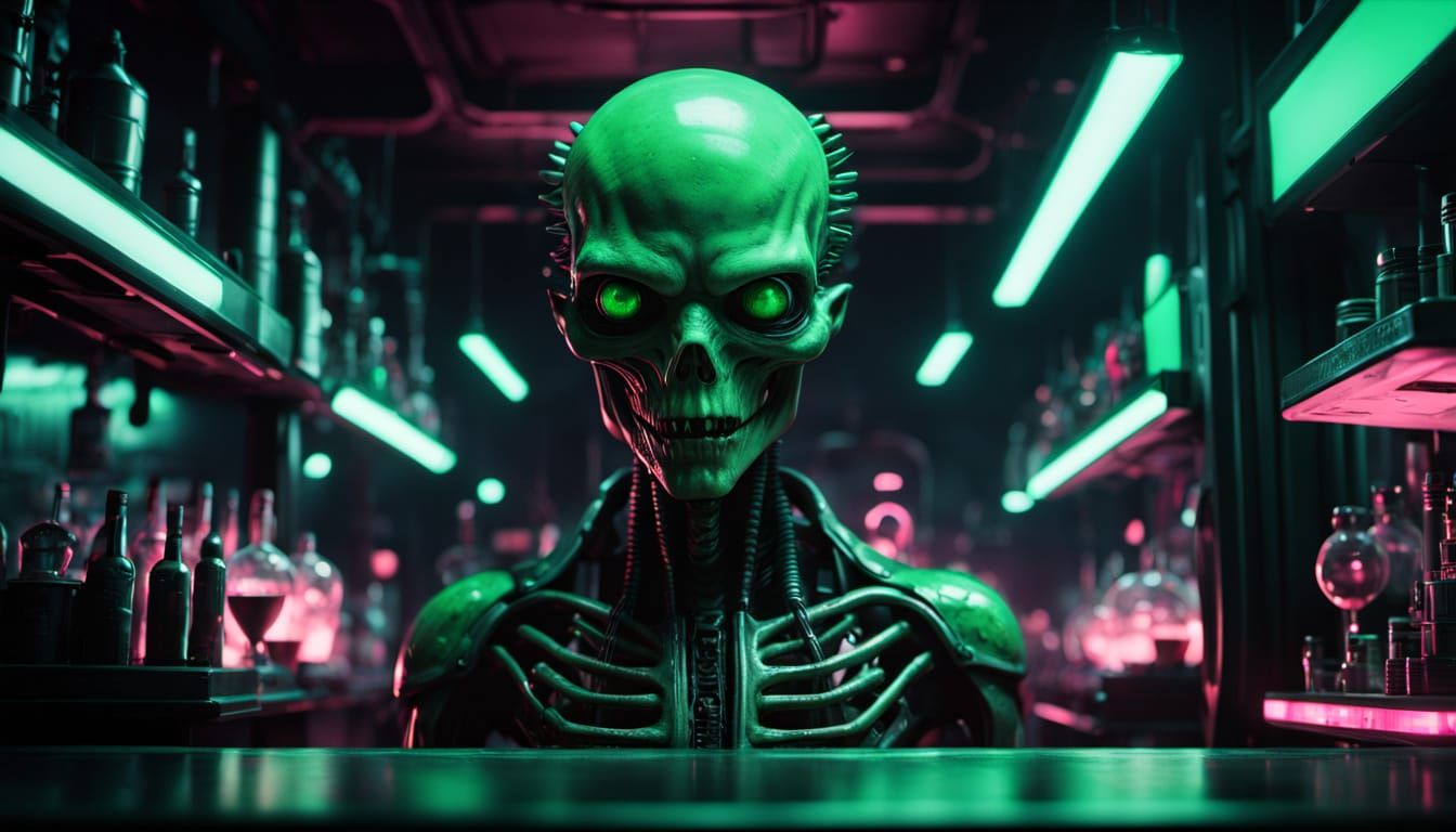 Cyberpunk Vampires in a Neon-Drenched Nightclub