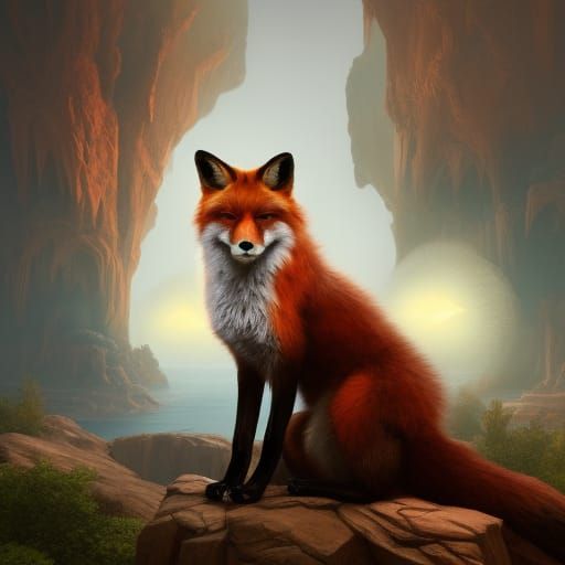 Fantastical Fox in Detailed Matte Painting Style