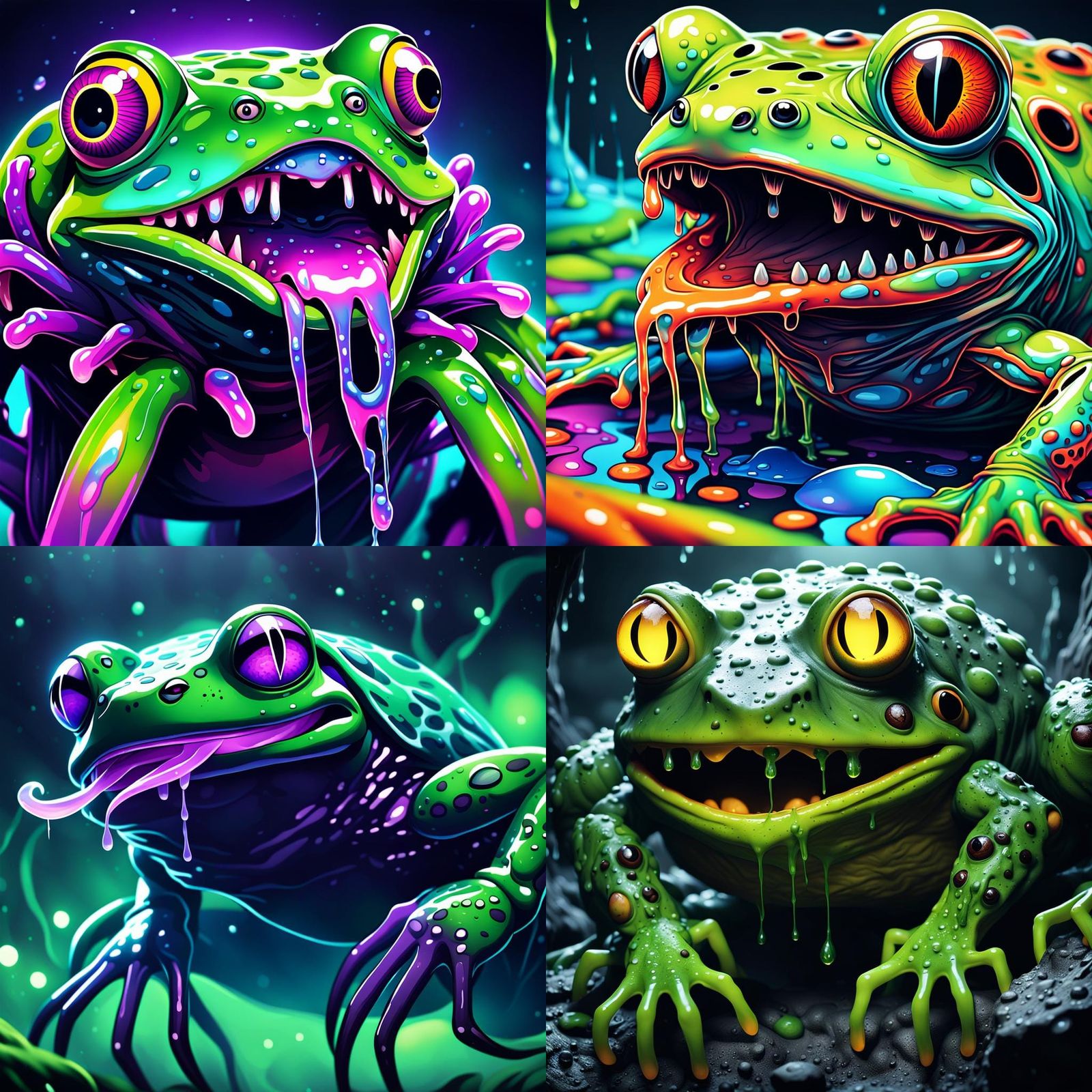 Multi-Limbed Frog Monster in Anime Style