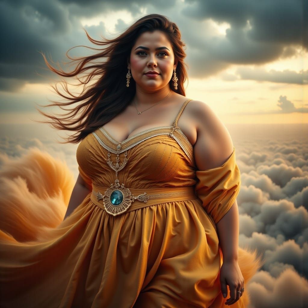 Golden Goddess in Windswept Glory