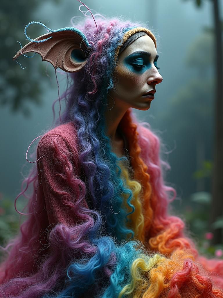 Rainbow Faux Fur Ghosts Haunt Mansion in Ethereal Style