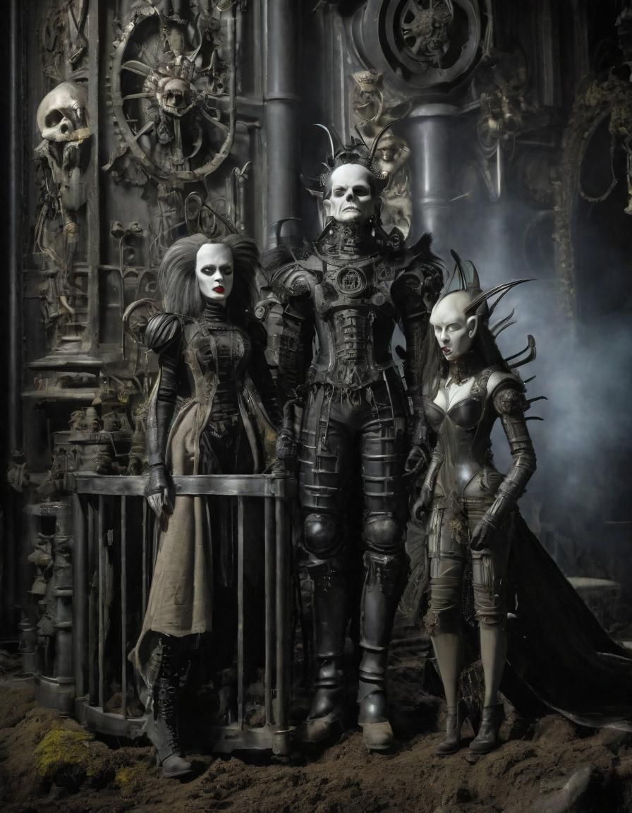 Surreal Cyborg Girl and Steampunk Monkey Portrait