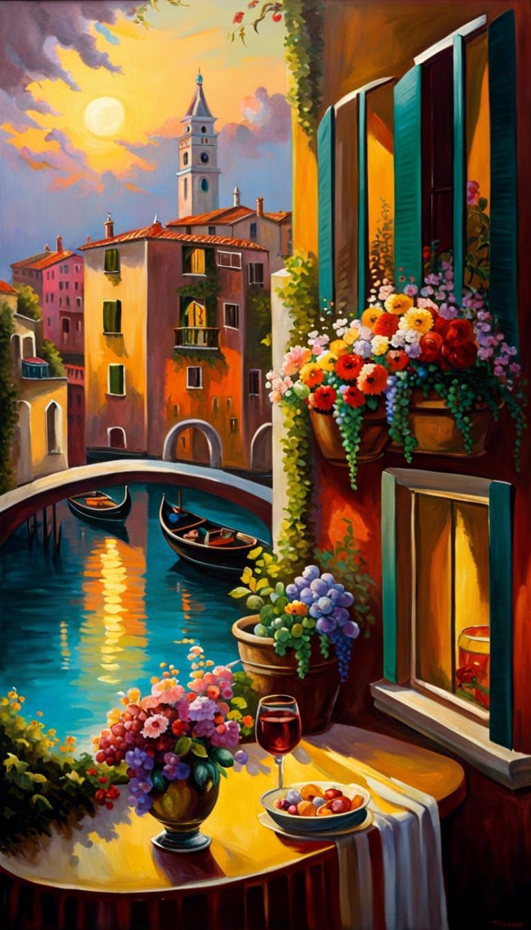 Romantic Venice Table in Evening Light