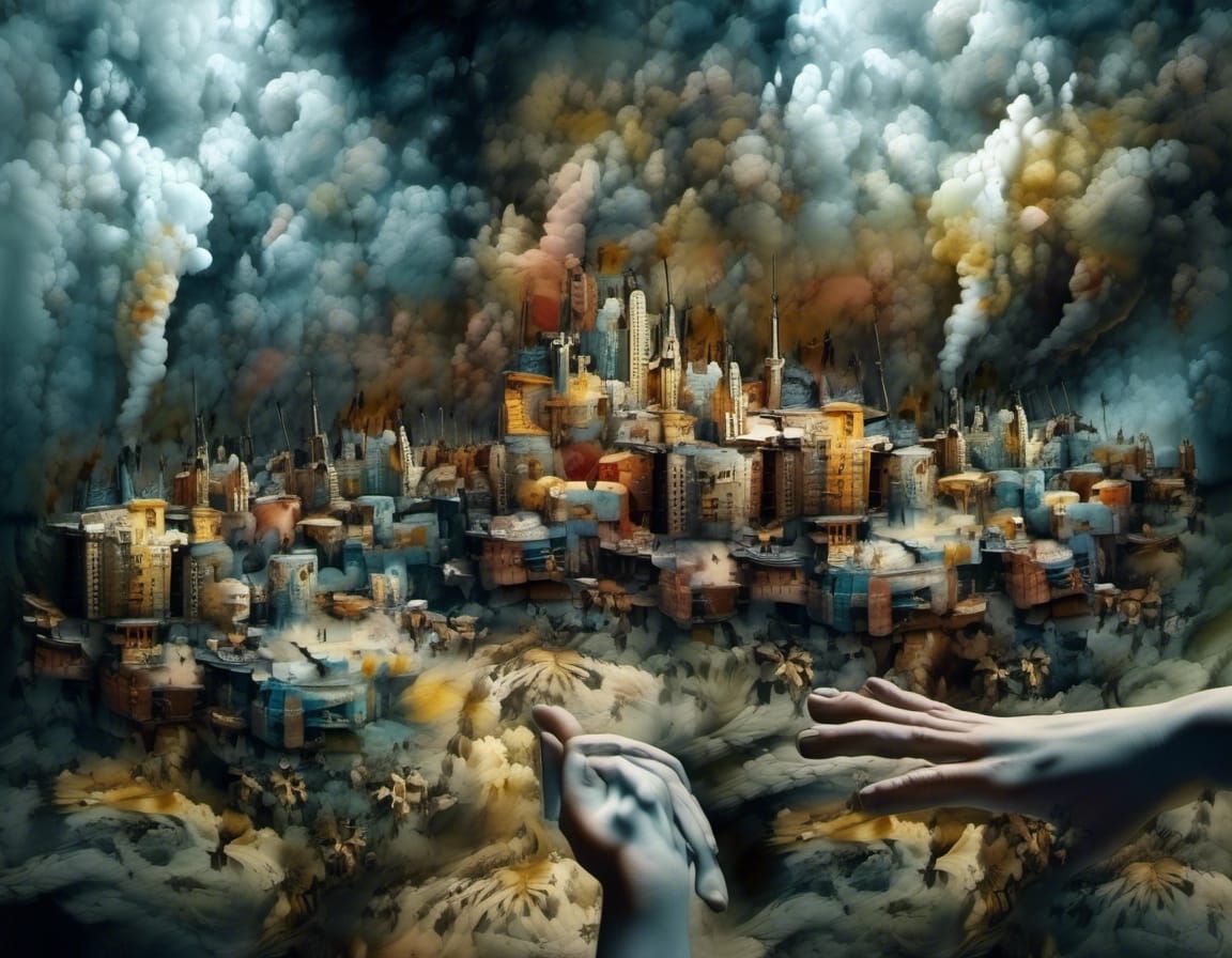 Polychromatic Cityscape in Hyperrealistic Digital Art