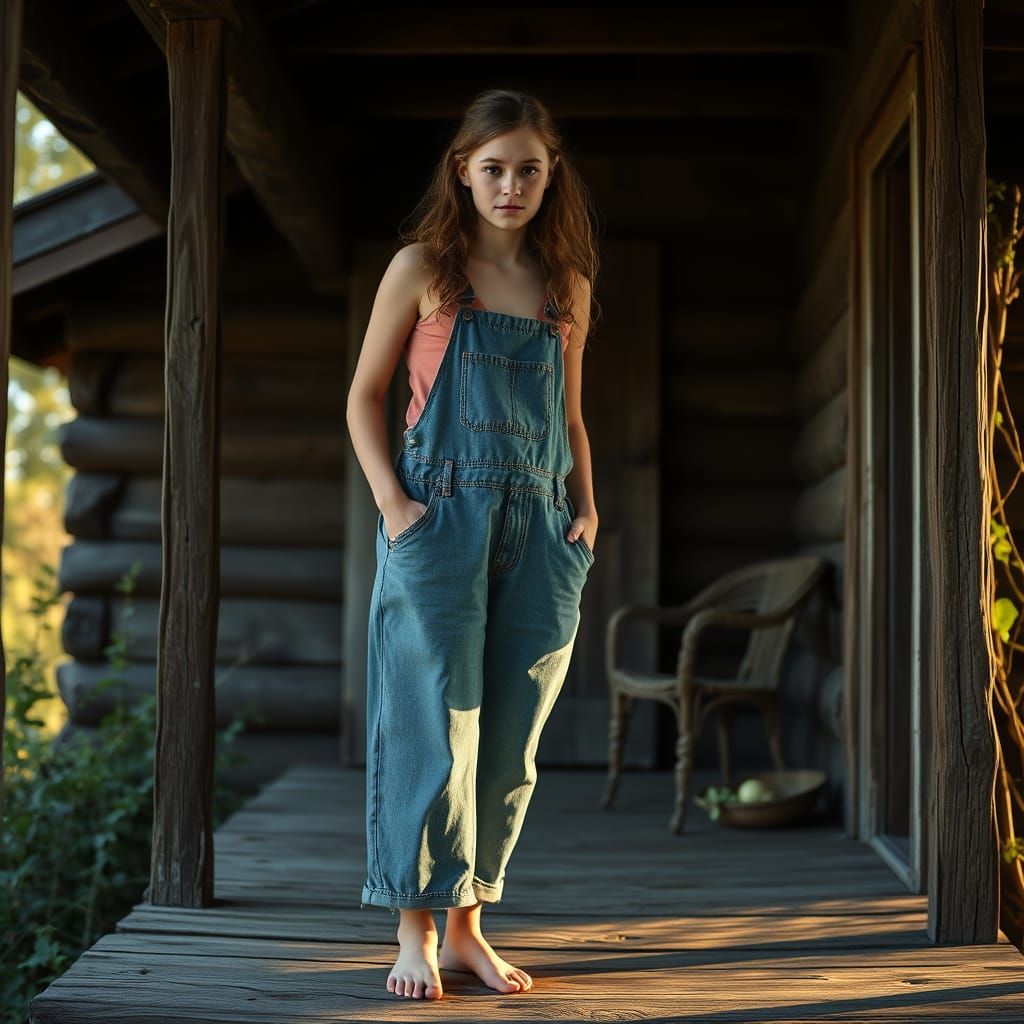Rustic Farmhouse Girl in Hyperrealistic Portrait