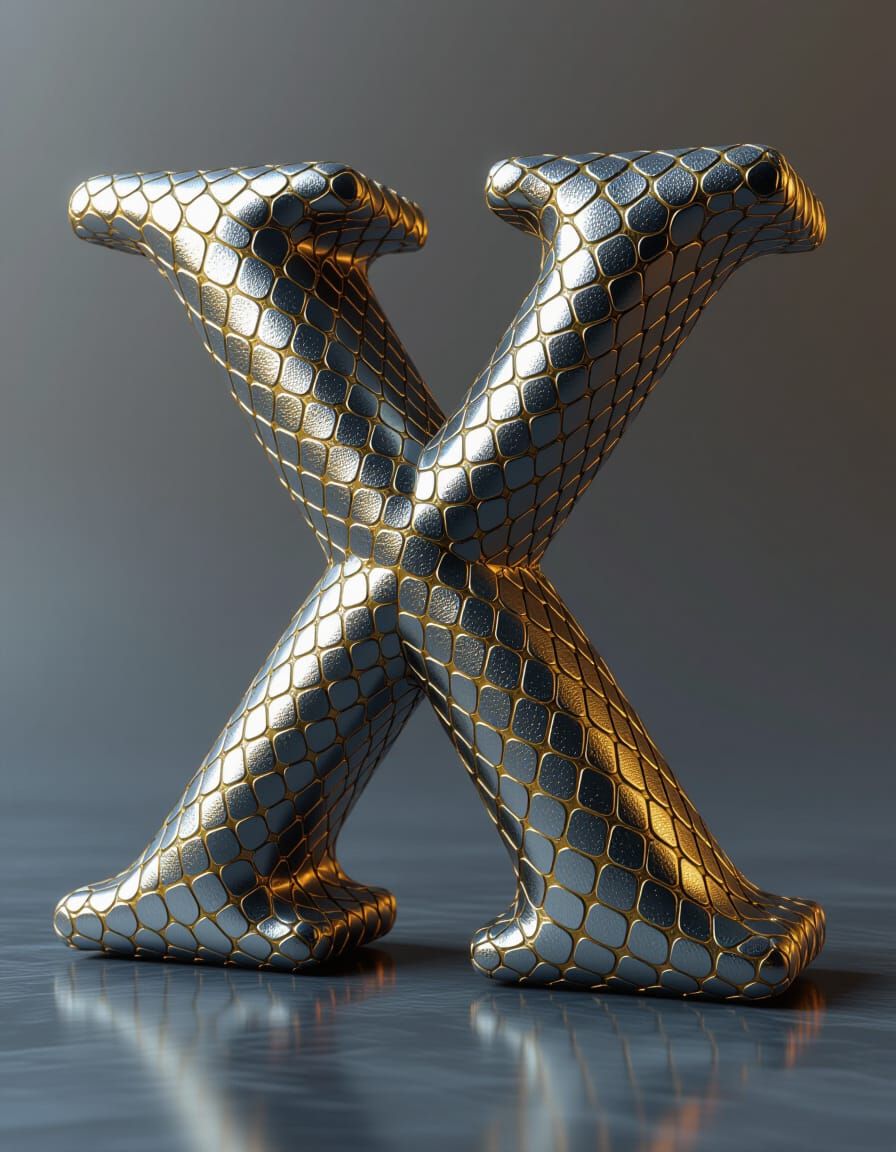 Letter X Sculpture in Surrealist Style