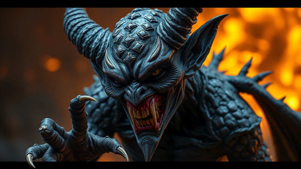 Scary Metallic Kobold Demon in Hellfire