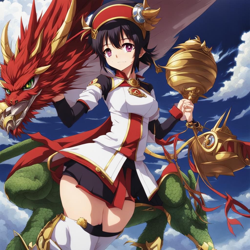 Anime Dragon Girl with Large Breasts