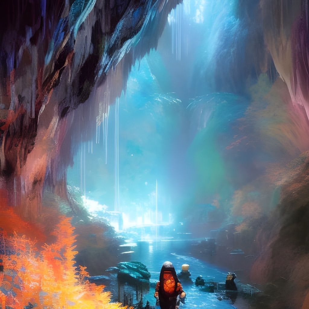 Lush Glowworm Cave in New Zealand: Anime Art