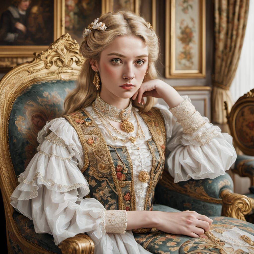 Haughty Teen Girl in Classical Oil Portrait