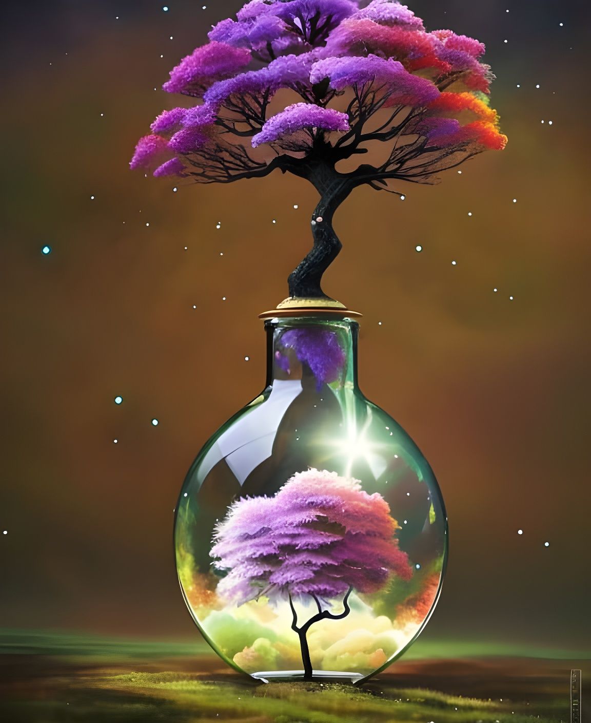 Surreal Tree of Life in a Bottle