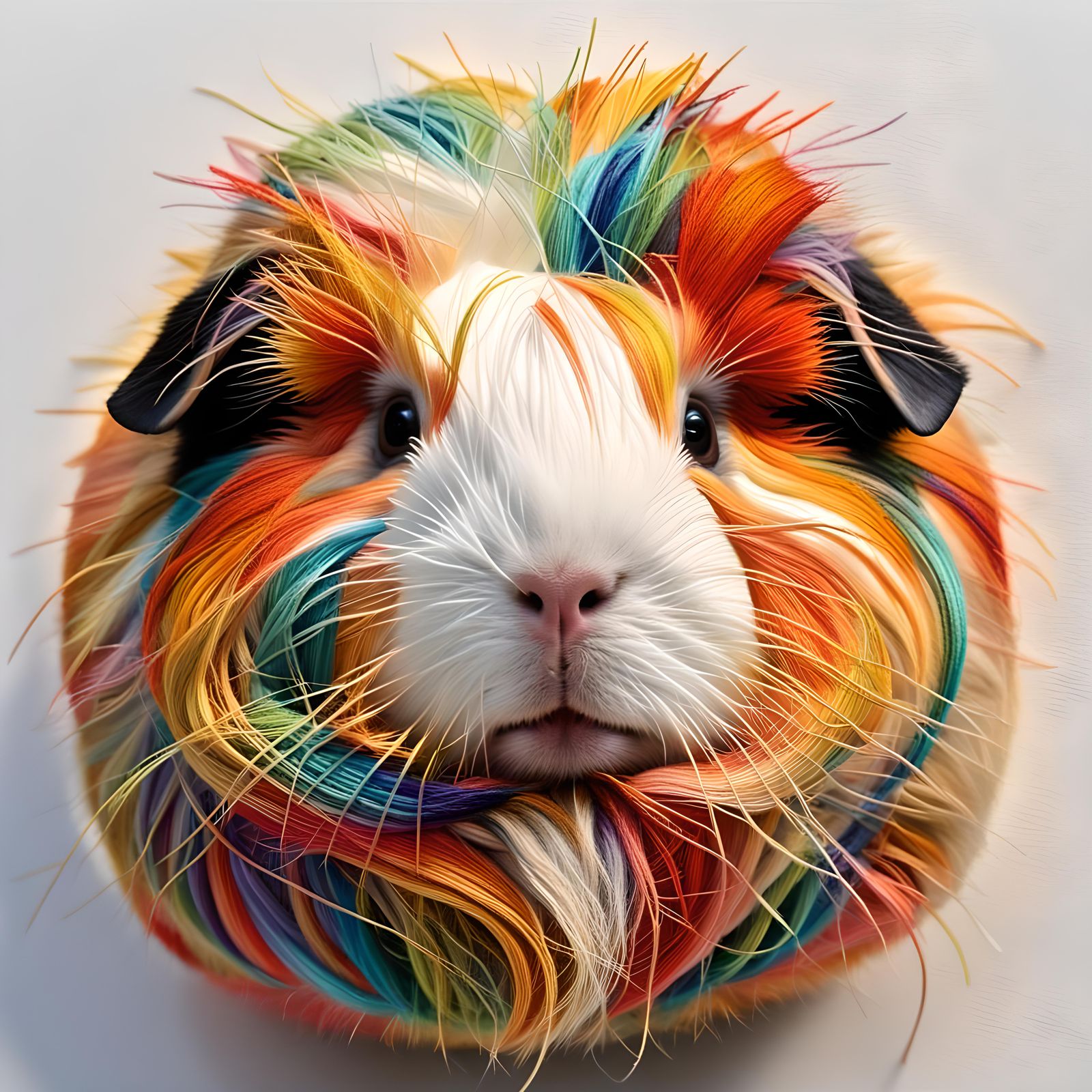 Guinea Pig Sculpture Made of Thread and Wool Felt With Glass Eyes