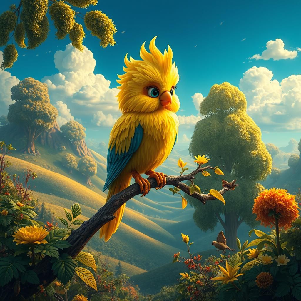 Vibrant Woodstock in Dreamy Landscape, Matte Painting