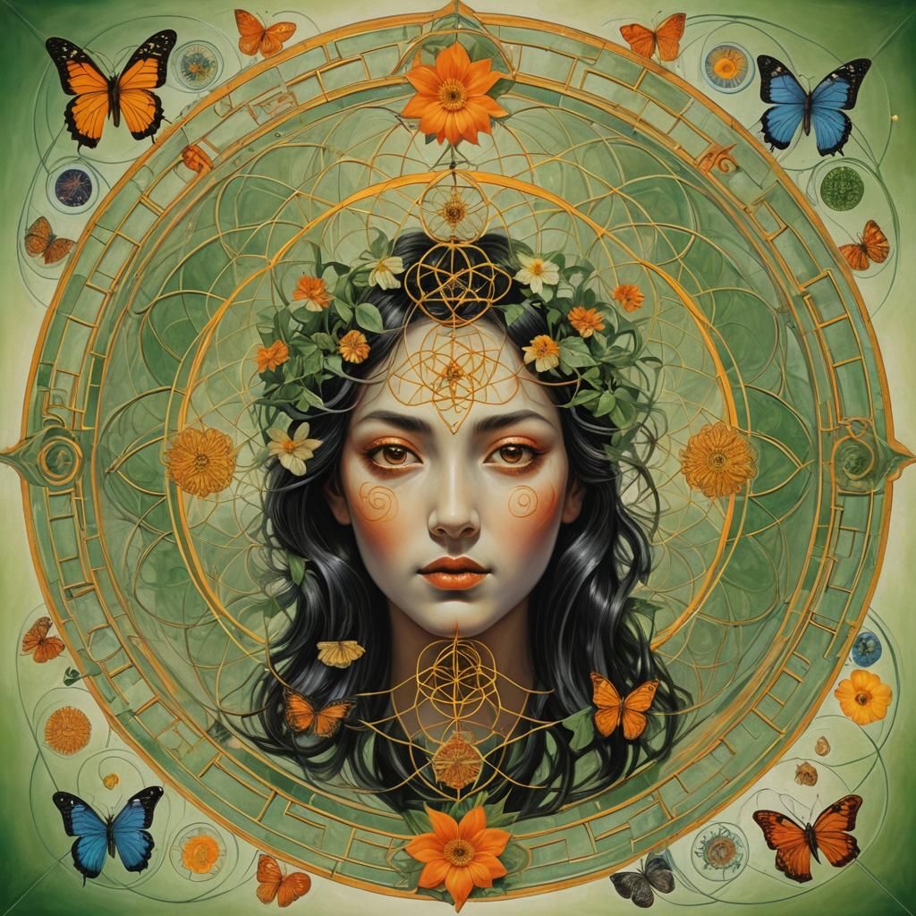 Surreal Portrait with Geometric and Psychedelic Elements