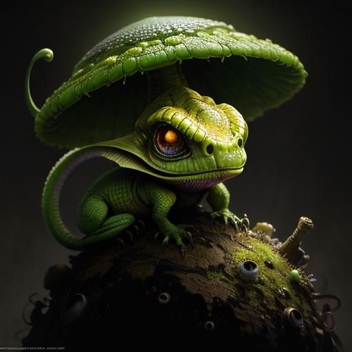 Cute Reptile Alien Wizard Fungus: Digital Circlism