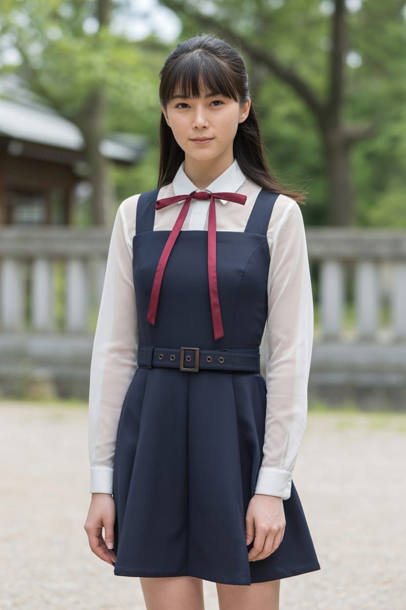 Kaori in Jumper Dress at Summer Shrine