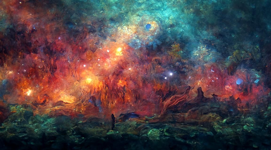 Vibrant Cosmic Landscape with Nebulas and Galaxies