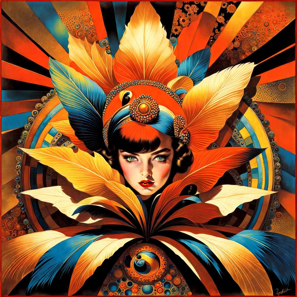 Glamorous Surreal Portrait in Psychedelic Style