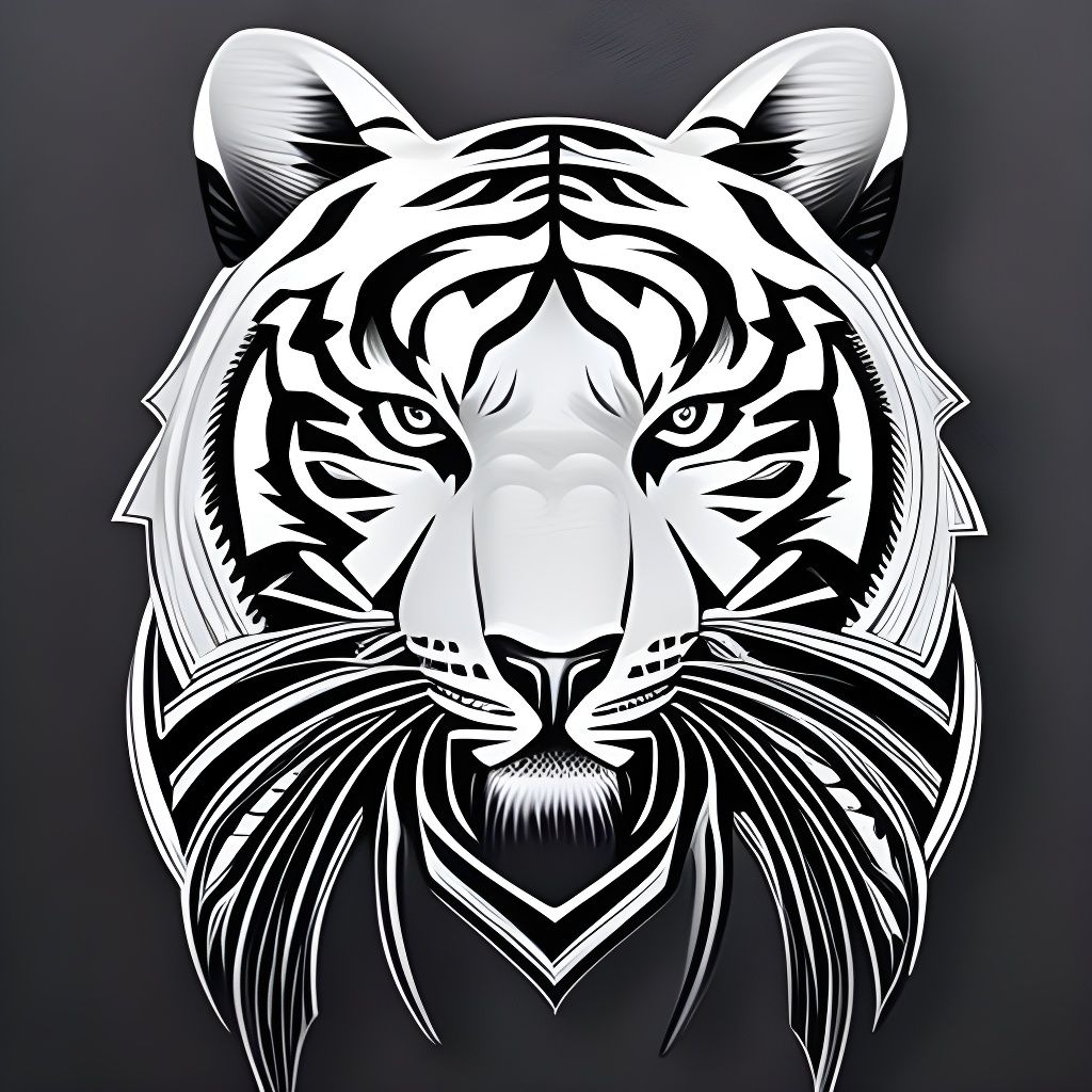 Elegant Tiger Head Design in Biomechanical Style