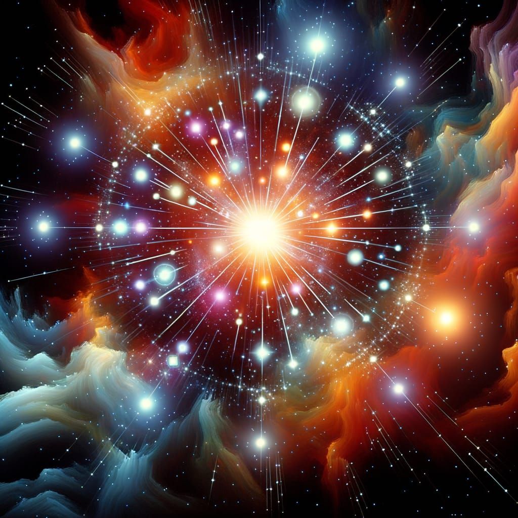 Cosmic Symphony: Celestial Bodies in Phosphorescent Dance