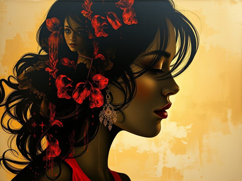 Double Exposure Portrait in Oil Painting