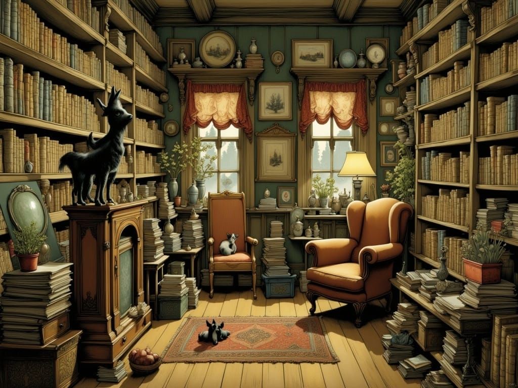 Whimsical Victorian Mansion in Intricate, Watercolor-Inspire...