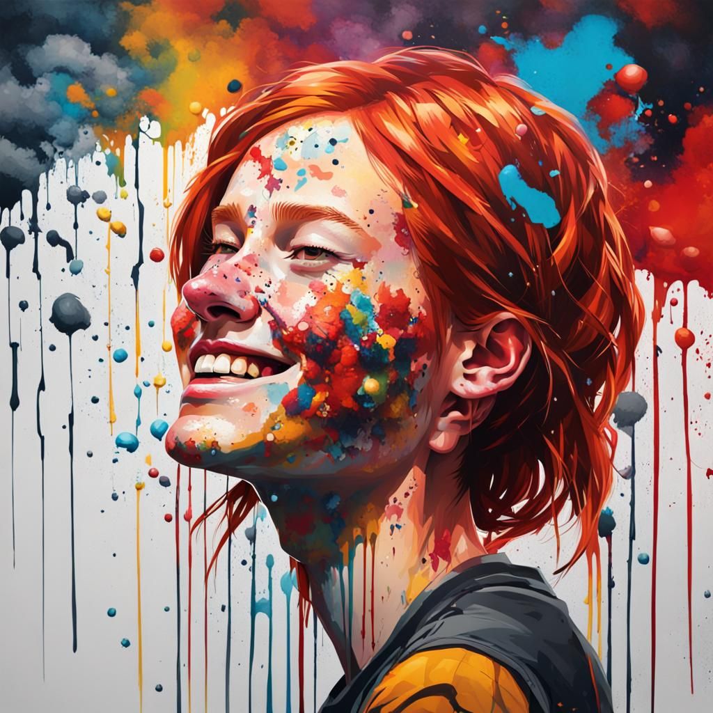 Graffiti Art Portrait of a Red-Haired Woman