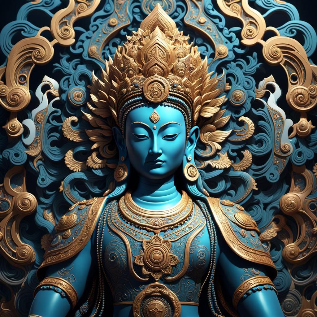 Avalokiteshvara in 3D Game Cinematic Style
