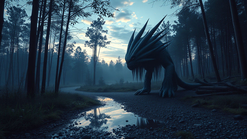 Creepy Japanese Cryptid in Misty Forest: Dark Fantasy
