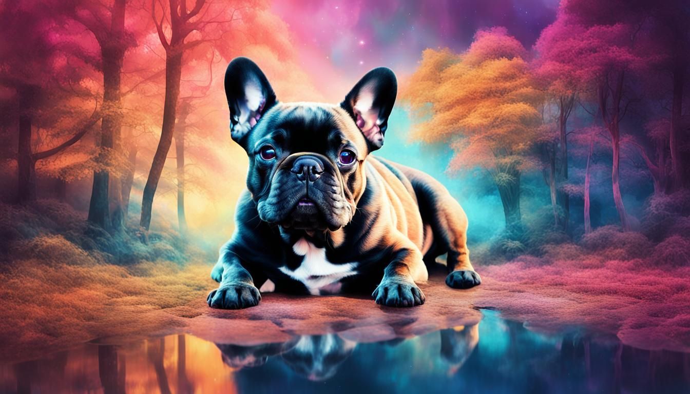 French Bulldog Silhouette Captured in Double Exposure Art