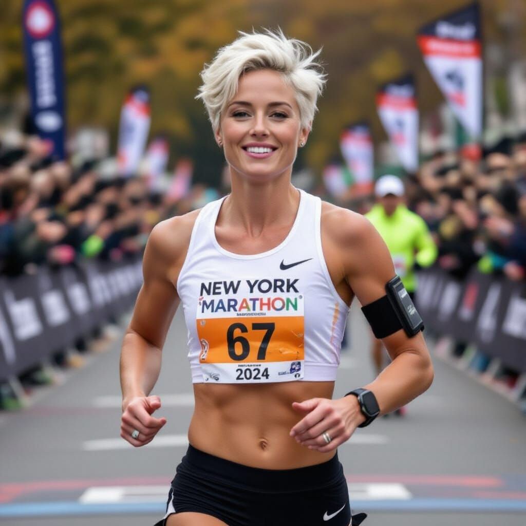Woman Runner in New York Marathon 2024 Race