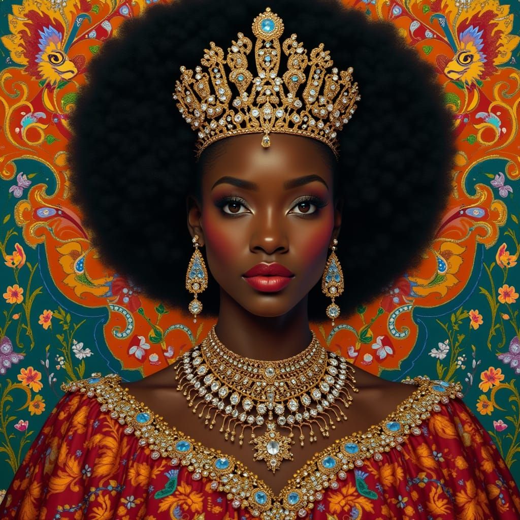 Regal Black Woman in Baroque Splendor