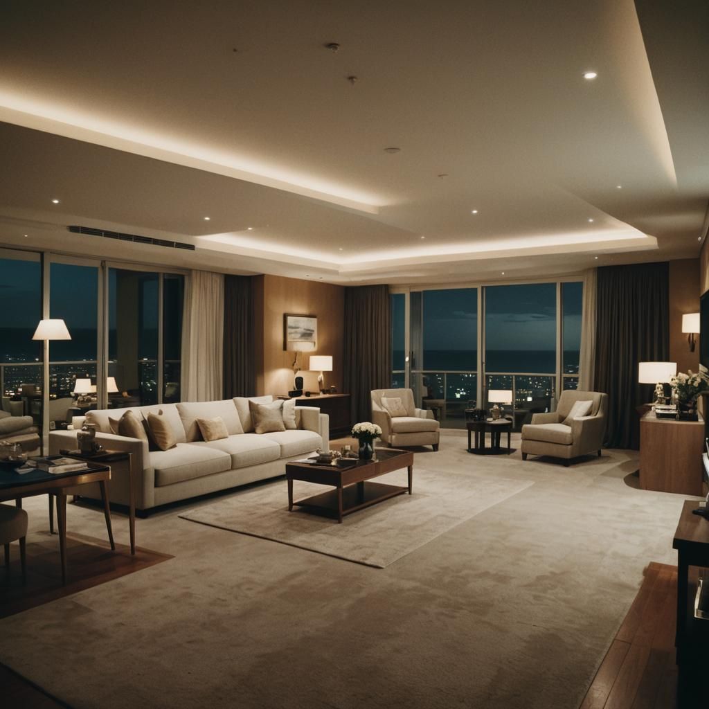 Luxurious Ocean View Room at Night