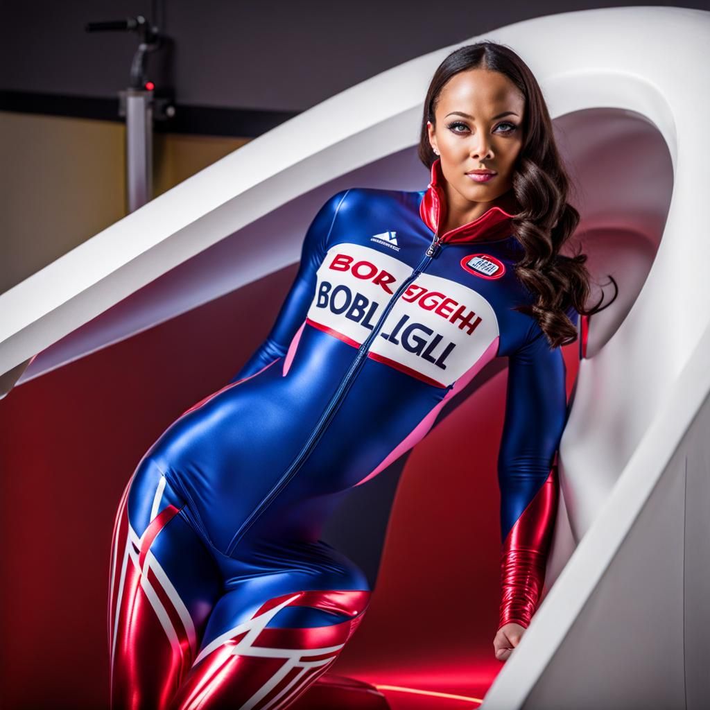 Woman in Lycra Bobsleigh Suit Posing