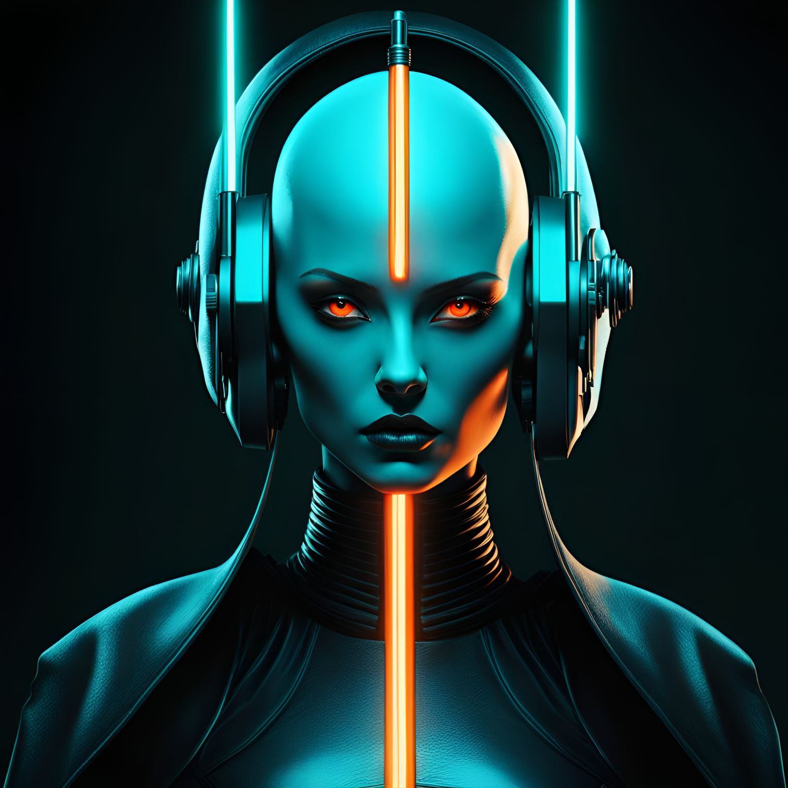 Bald Jedi Master with Orange Lightsaber