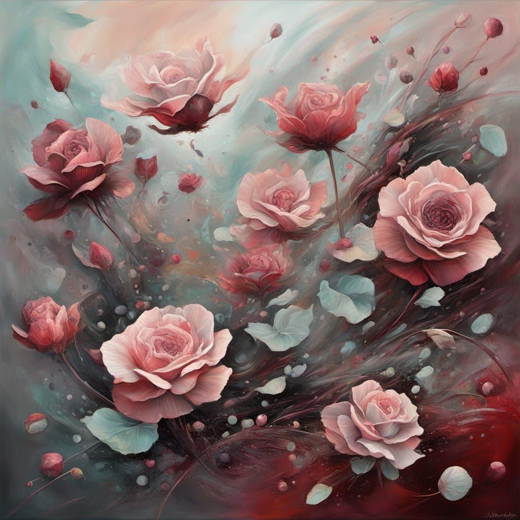 Abstract Surrealism: Cyberpunk Cloud Burst Painting