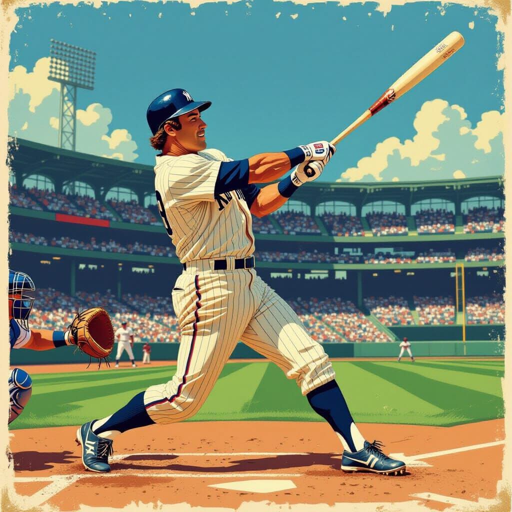 Joe Namath Hits Home Run: Vintage Yankees Poster