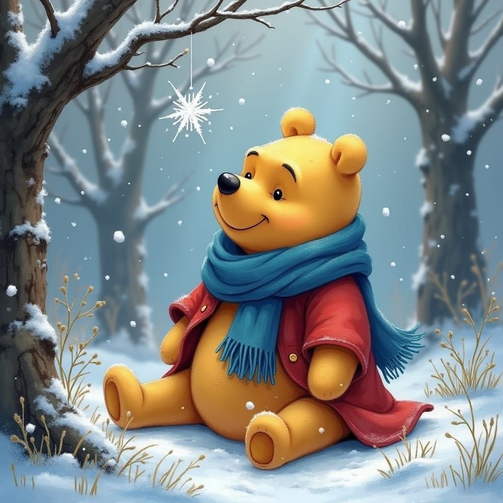 Surreal Winter Wonderland Scene in Vibrant Colors