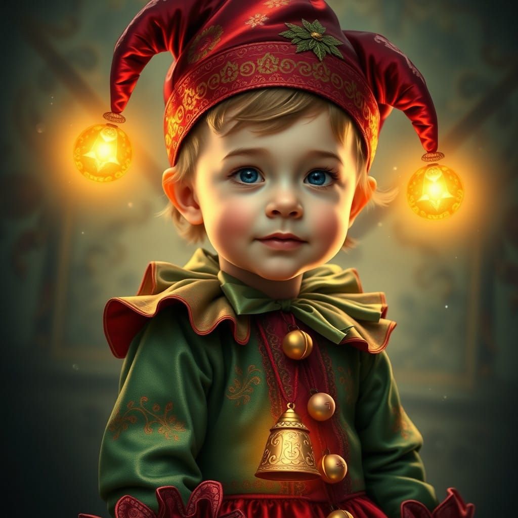 Ethereal Renaissance Jester in Cloisonne Style