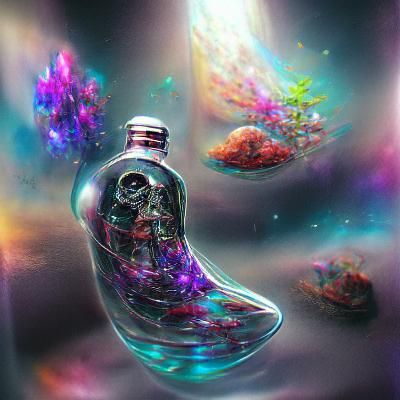 Holographic Poison Bottle Inspired by Visionary Art