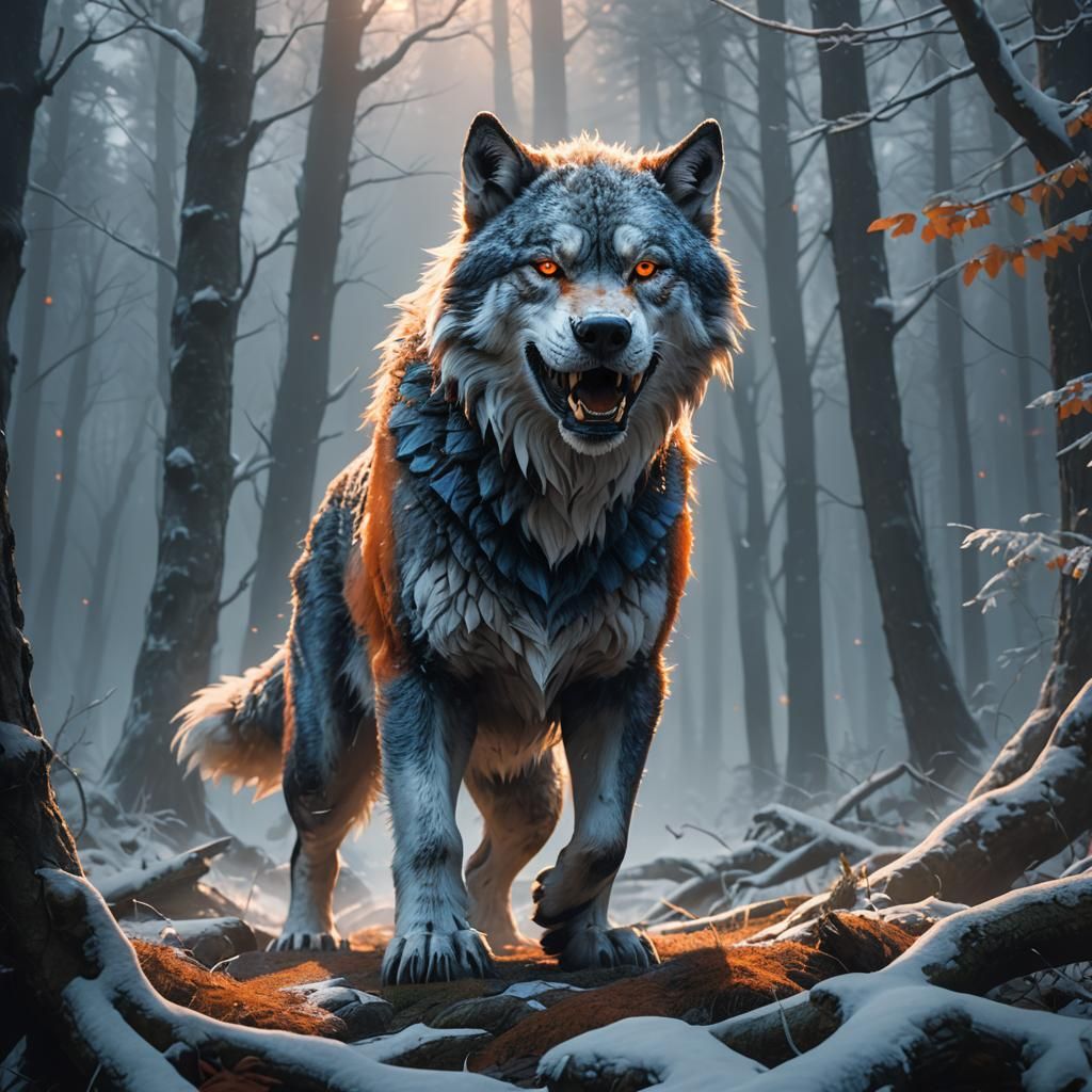 White Fang in Misty Forest: Fantasy Concept Art