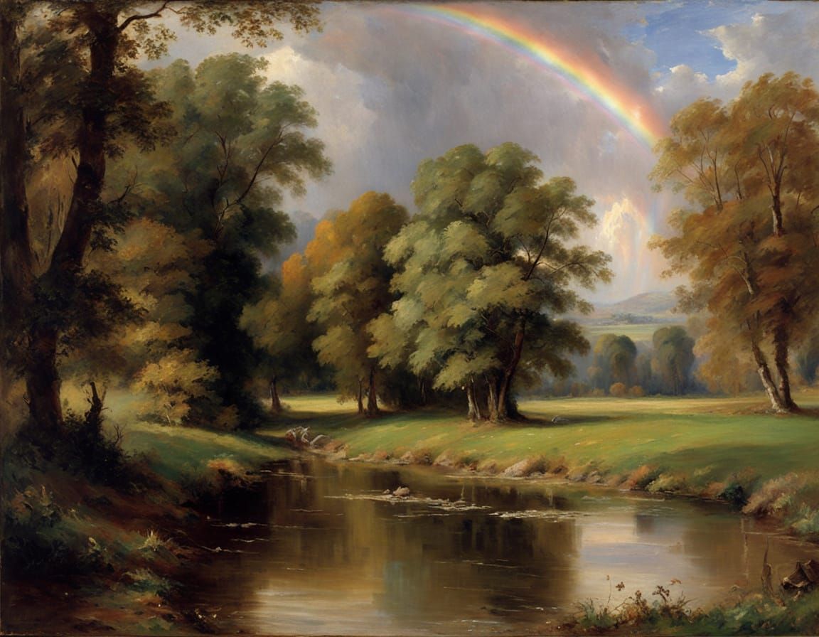 Landscape with Rainbow in Classical Style