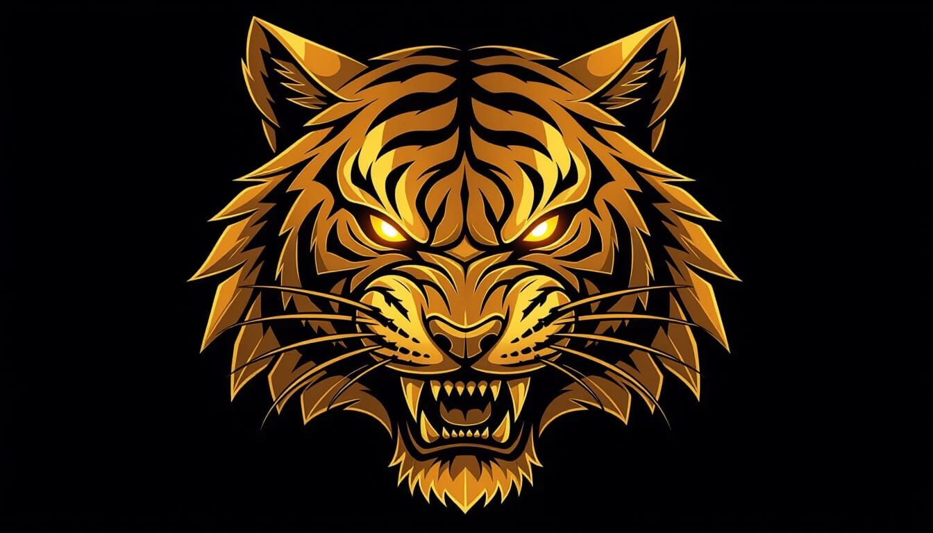 Gold Mechanical Tiger Logo Vector Art