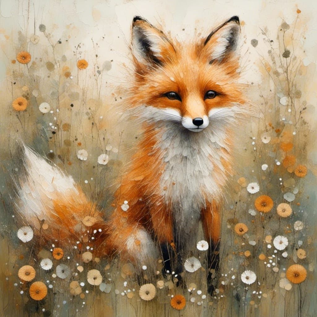 Expressive Fox Playing in Forest Meadow
