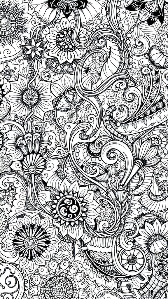 Intricate Black and White Doodle Drawing