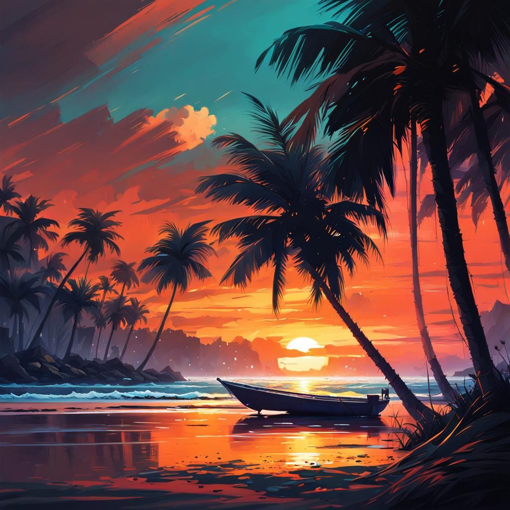 Tropical  beach sunset