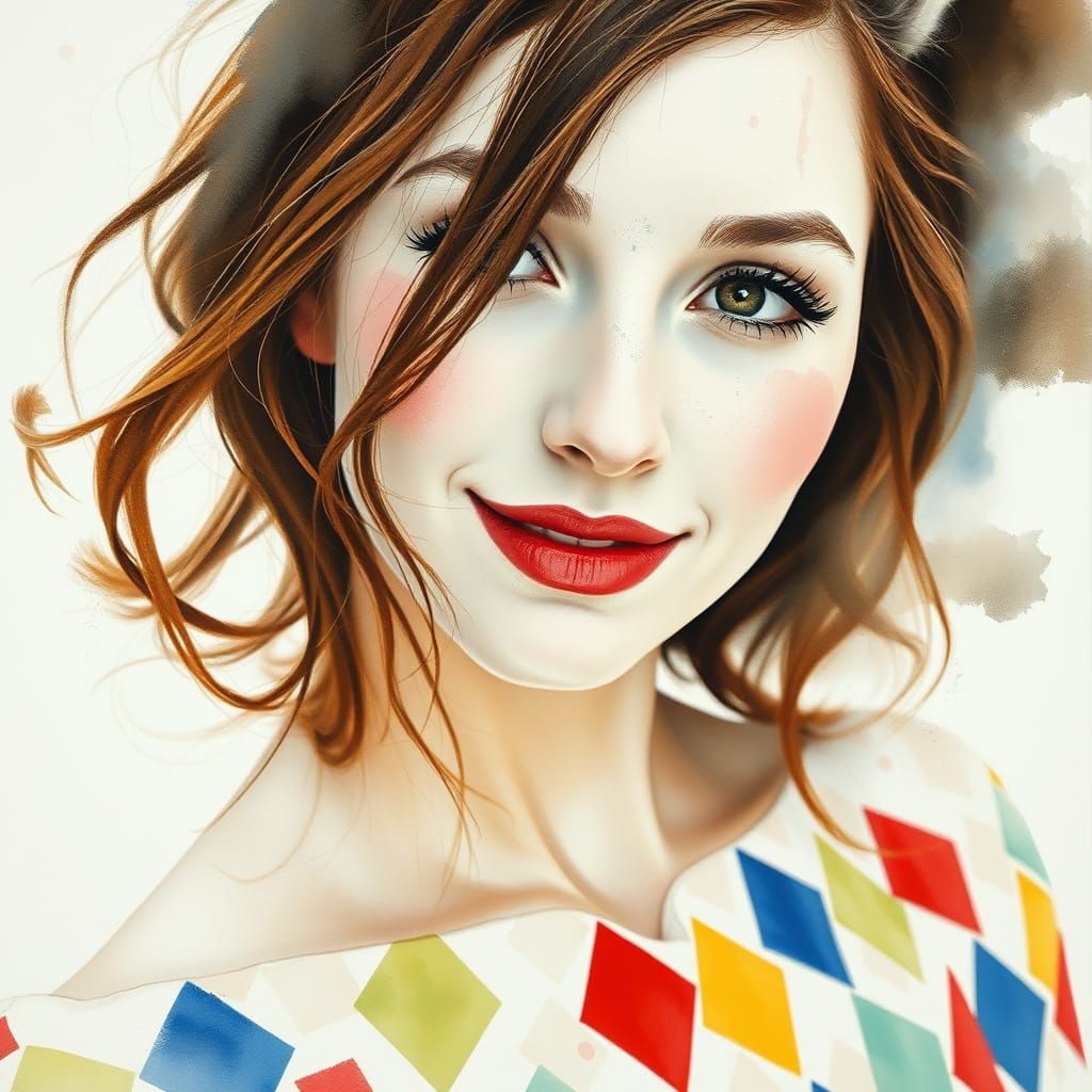 Circus Performer in Watercolor Painting