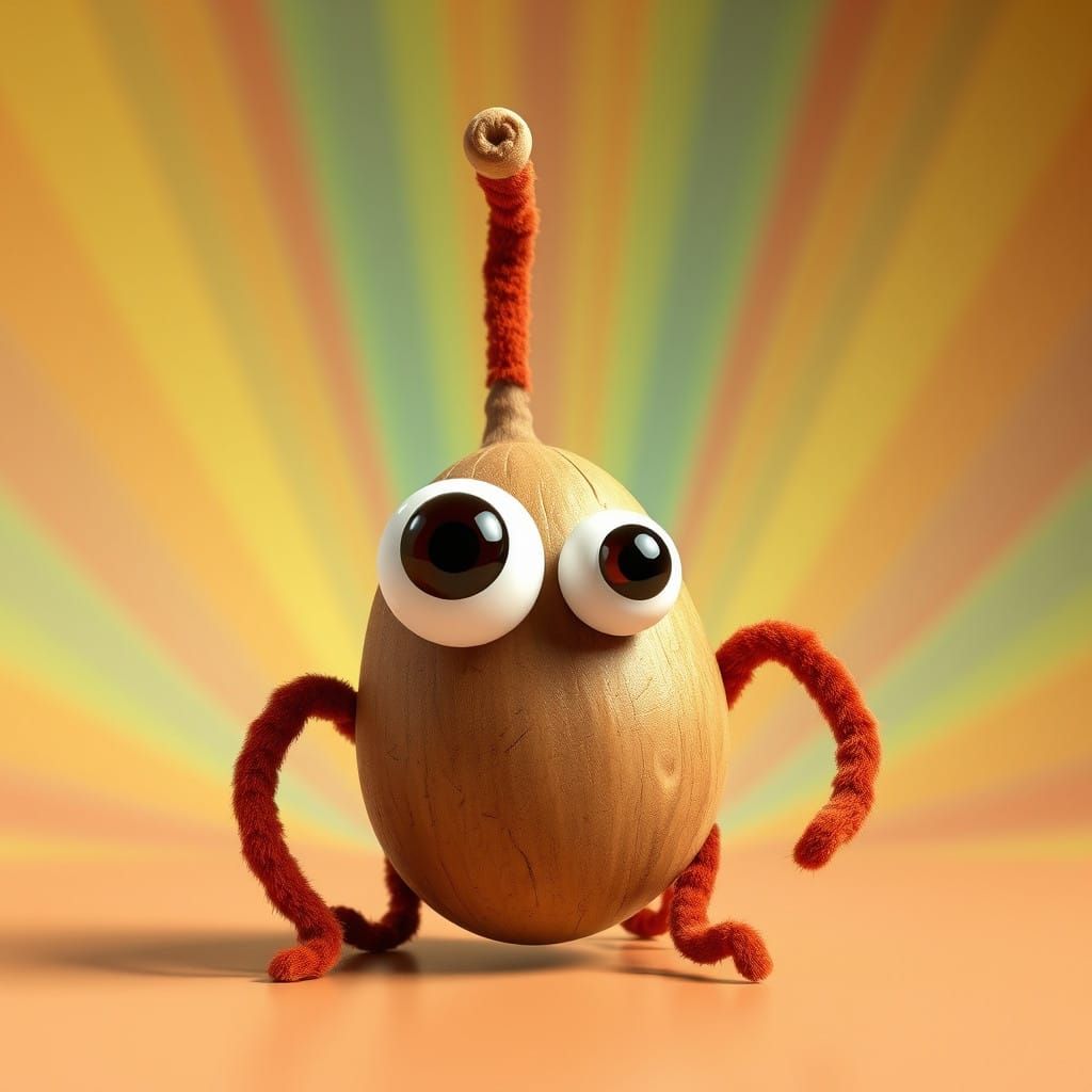 Stop-Motion Whimsy: Nutmeg Sculpture with Googly Eyes