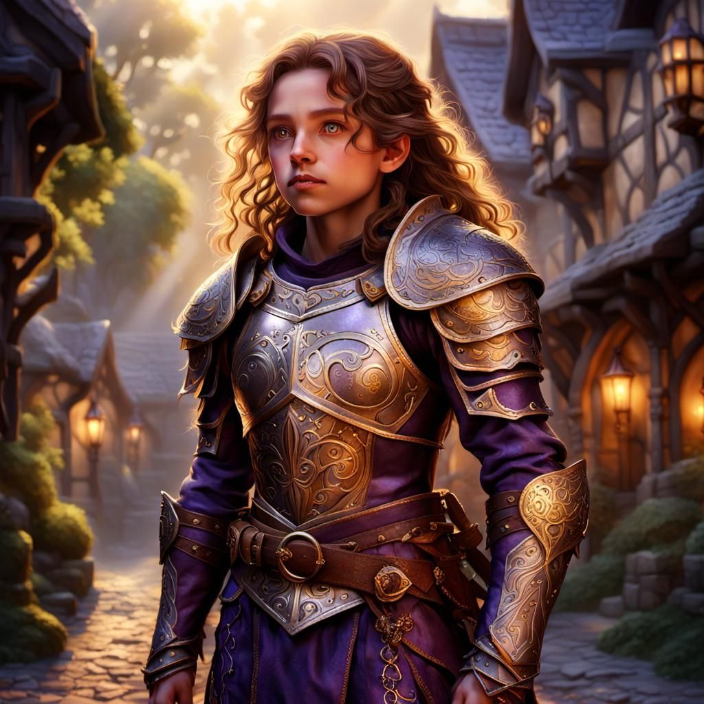 Ethereal Fantasy Maiden in Resplendent Purple Leather Armor