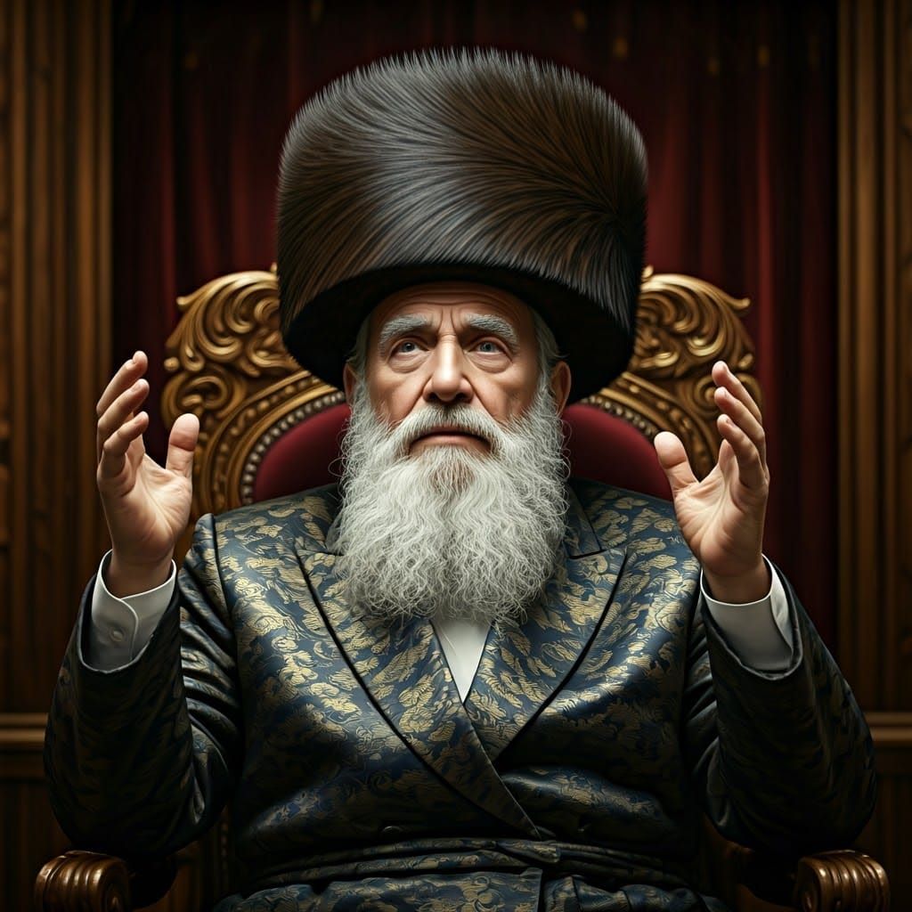 Spectacular Hasidic Leader in Golden Regalia